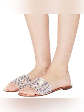 Valentino Garavani Glam Tile 5mm crystal embellished slide sandal size 37